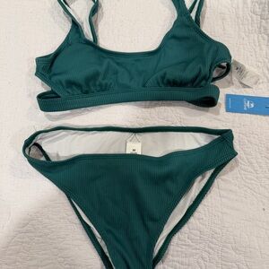 Cupshe Green Ribbed Bikini Set